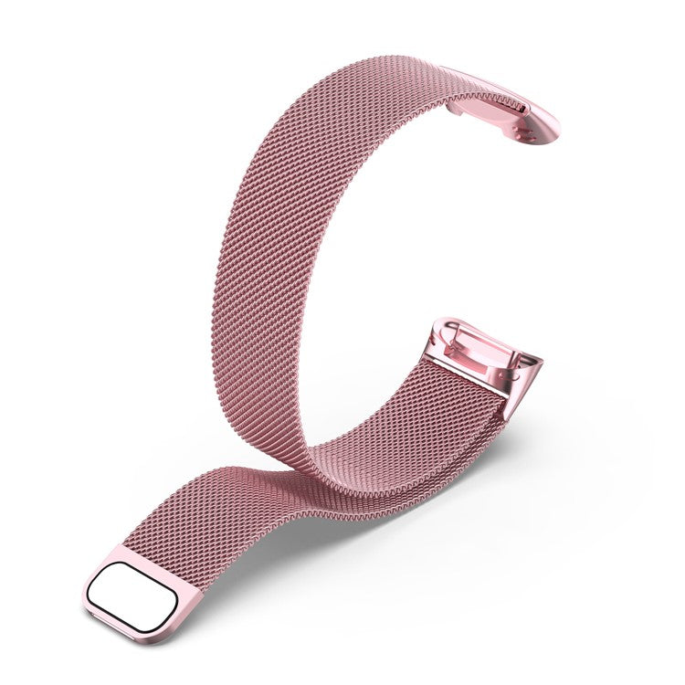 JLT Stylish Milanese Stainless Steel Adjustable Electroplating Watch Band Strap Replacement for Fitbit Charge 6 / 5 - Rose Pink