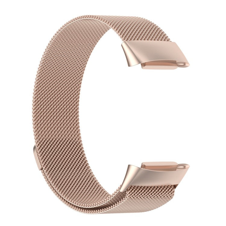 JLT Stylish Milanese Stainless Steel Adjustable Electroplating Watch Band Strap Replacement for Fitbit Charge 6 / 5 - Champagne Gold