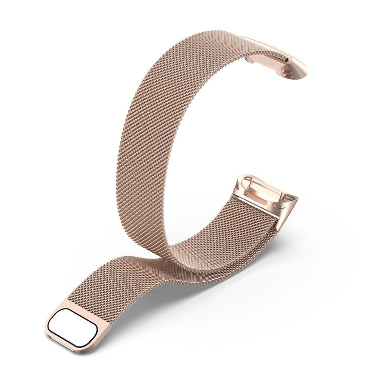 JLT Stylish Milanese Stainless Steel Adjustable Electroplating Watch Band Strap Replacement for Fitbit Charge 6 / 5 - Champagne Gold