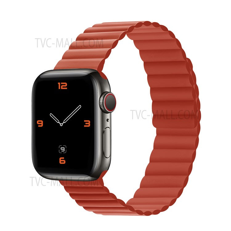 Dual Color Magnetic Silicone Watch Strap Wrist Band for Apple Watch Series 10 46mm / Ultra 2 Ultra 49mm / 9 8 7 45mm / SE (2023) SE (2022) SE 6 5 4 44mm / 3 2 1 42mm - Red