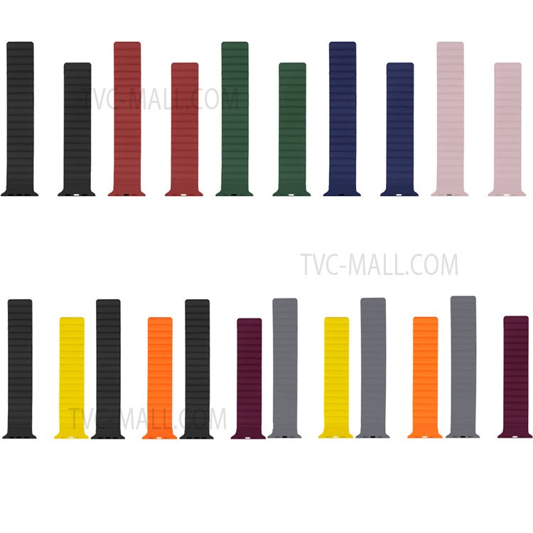 Dual Color Magnetic Silicone Watch Strap Wrist Band for Apple Watch Series 10 46mm / Ultra 2 Ultra 49mm / 9 8 7 45mm / SE (2023) SE (2022) SE 6 5 4 44mm / 3 2 1 42mm - Grey / Wine Red
