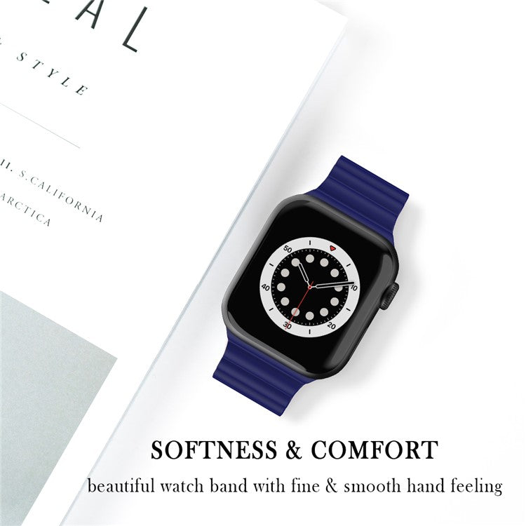 Horizontal Stripes Watch Band Silicone Adjustable Wrist Strap Replacement for Apple Watch Series 10 42mm / 9 8 7 41mm / 6 5 4 SE SE (2022) SE (2023) 40mm / 3 2 1 38mm - Sapphire