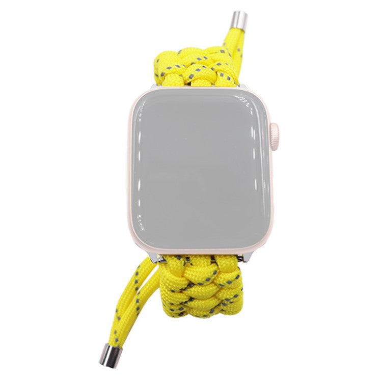 Pulling Adjustable Braided Rope Wrist Strap Replacement Watch Band for Apple Watch Series 10 42mm / 9 8 7 41mm / 6 5 4 SE SE (2022) SE (2023) 40mm / 3 2 1 38mm - Lemon Yellow