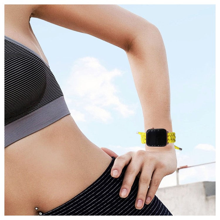 Pulling Adjustable Braided Rope Wrist Strap Replacement Watch Band for Apple Watch Series 10 42mm / 9 8 7 41mm / 6 5 4 SE SE (2022) SE (2023) 40mm / 3 2 1 38mm - Lemon Yellow