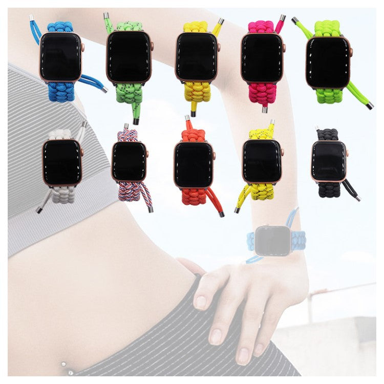 Pulling Adjustable Braided Rope Wrist Strap Replacement Watch Band for Apple Watch Series 10 42mm / 9 8 7 41mm / 6 5 4 SE SE (2022) SE (2023) 40mm / 3 2 1 38mm - Lemon Yellow