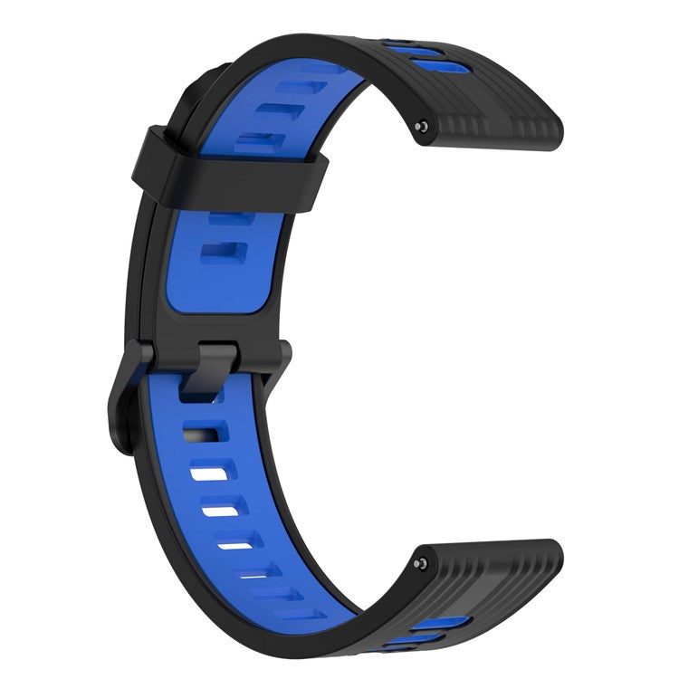 20mm Stripes Design Bi-color Silicone Soft Watch Band Adjustable Wrist Strap for Huawei Watch GT3 42mm/Samsung Galaxy Watch4 40mm/44mm - Black/Blue
