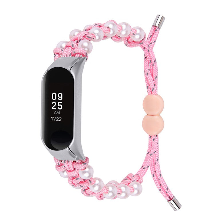 Stylish Pearl Decor Adjustable Braided Rope Watch Strap Replacement Wrist Band for Samsung Galaxy Gear Fit-e (SM-R375) - Pink