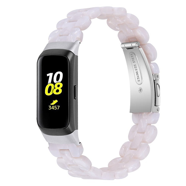 Stylish Oval Resin Smart Watch Band Replacement Wrist Strap with Stainless Steel Buckle for Samsung Galaxy Fit SM-R370 - Pearl White