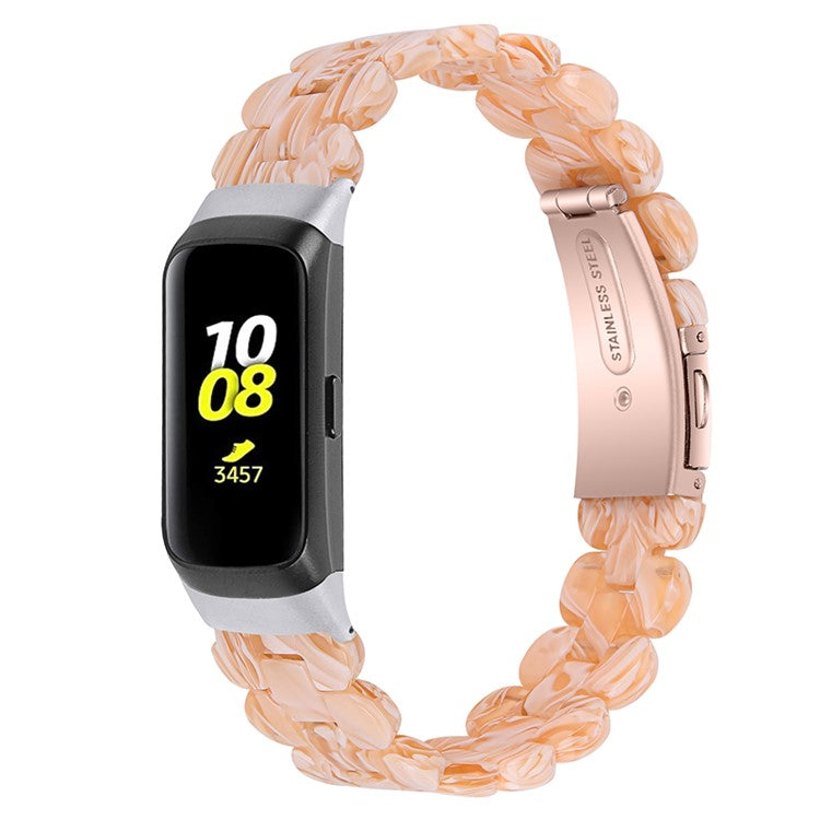 Stylish Oval Resin Smart Watch Band Replacement Wrist Strap with Stainless Steel Buckle for Samsung Galaxy Fit SM-R370 - Silk White