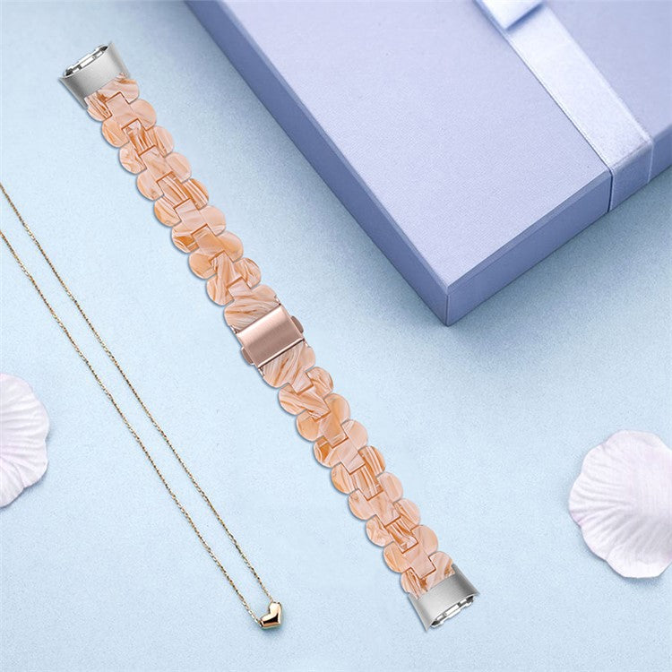 Stylish Oval Resin Smart Watch Band Replacement Wrist Strap with Stainless Steel Buckle for Samsung Galaxy Fit SM-R370 - Silk White