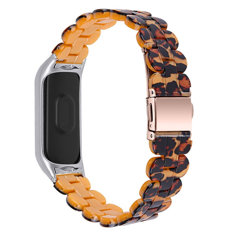 Oval Resin Smart Watch Wrist Band Replacement Strap for Xiaomi Mi Band 3/Band 4 - Leopard Print