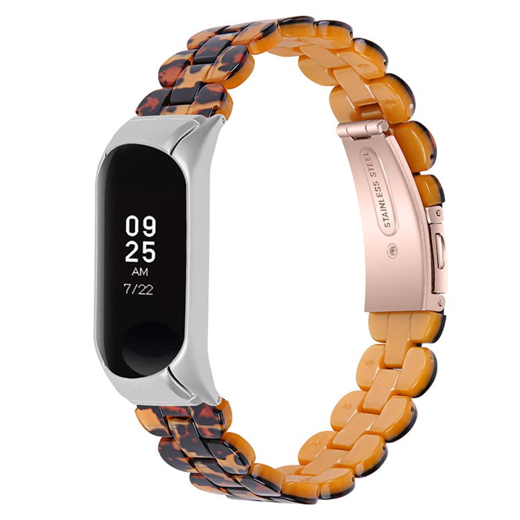 Oval Resin Smart Watch Wrist Band Replacement Strap for Xiaomi Mi Band 3/Band 4 - Leopard Print