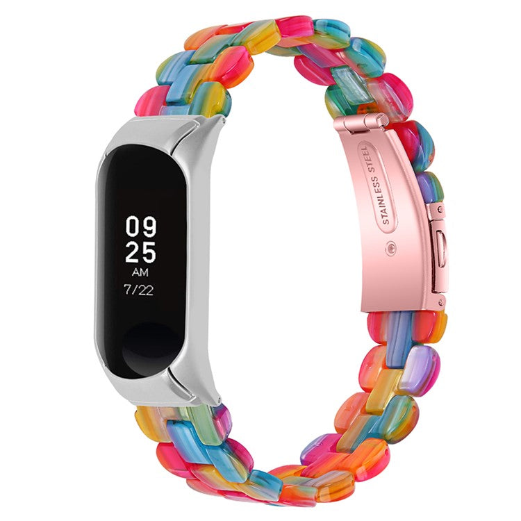Oval Resin Smart Watch Wrist Band Replacement Strap for Xiaomi Mi Band 3/Band 4 - Rainbow