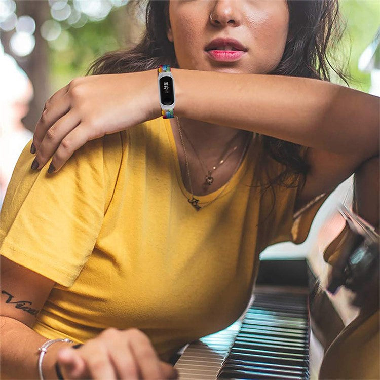 Oval Resin Smart Watch Wrist Band Replacement Strap for Xiaomi Mi Band 3/Band 4 - Rainbow