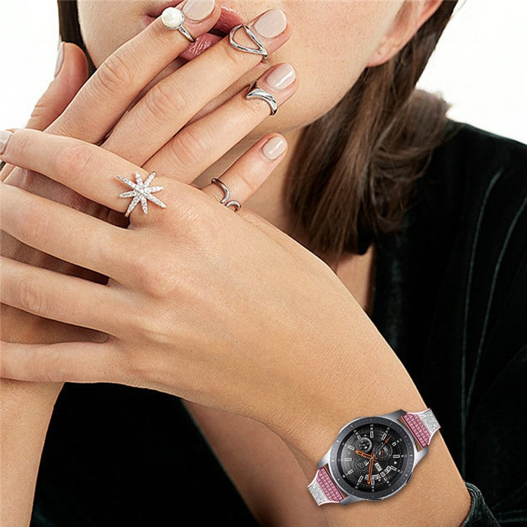 Ceramic+Genuine Leather Rhinestones Decor Adjustable Watchband for Fossil Gen 5 Julianna - Purple