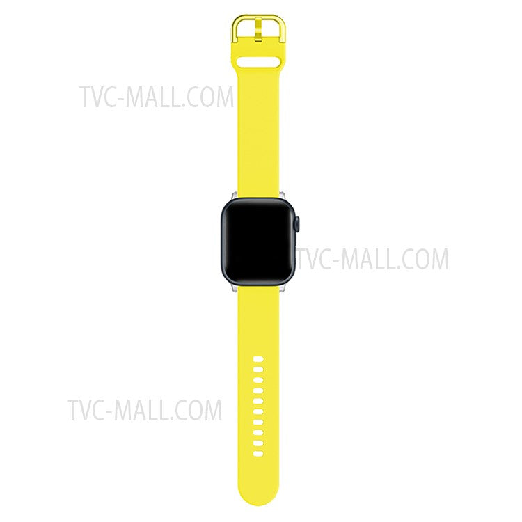 For Apple Watch Series 10 42mm / 9 8 7 41mm / 6 5 4 SE SE (2022) SE (2023) 40mm / 3 2 1 38mm Silicone Smartwatch Band Replacement Wrist Strap with Active Iron Buckle - Yellow