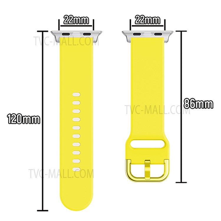 For Apple Watch Series 10 42mm / 9 8 7 41mm / 6 5 4 SE SE (2022) SE (2023) 40mm / 3 2 1 38mm Silicone Smartwatch Band Replacement Wrist Strap with Active Iron Buckle - Yellow