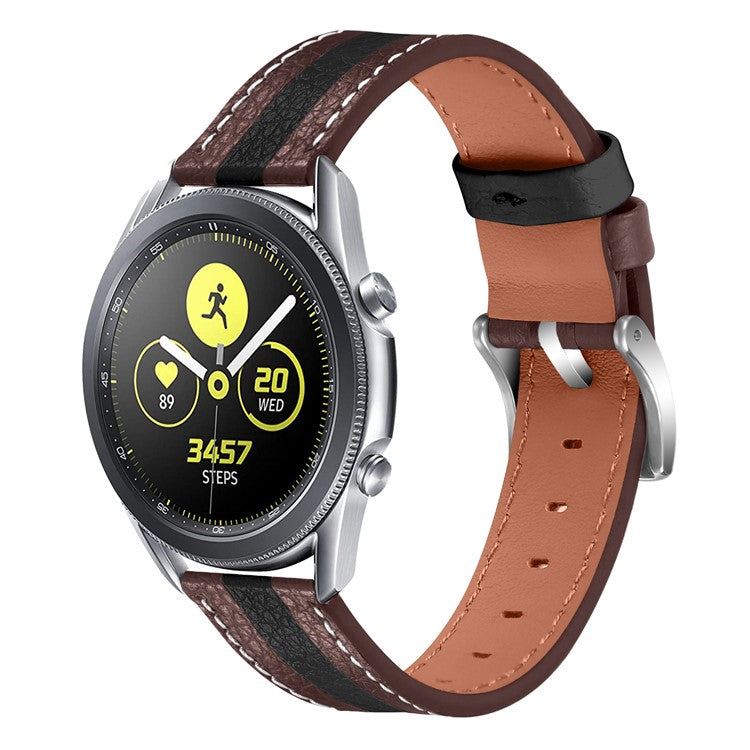 20mm Replacement Strap for Garmin Vivomove 3/GarminMove 3 Stylish Color Splicing Adjustable Top Layer Cowhide Leather Watch Band - Brown/Black
