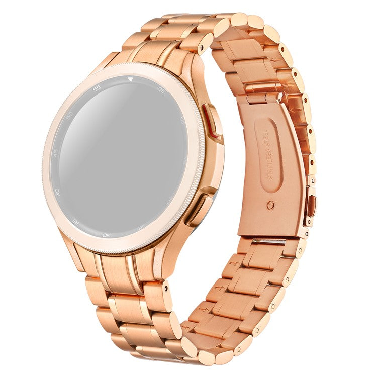 For Samsung Galaxy Watch6 40mm 44mm / Watch6 Classic 43mm 47mm / Watch 5 40mm 44mm / 5 Pro 45mm / Watch4 40mm 44mm 5-Beads Stainless Steel Smart Watch Band Replacement Strap - Rose Gold