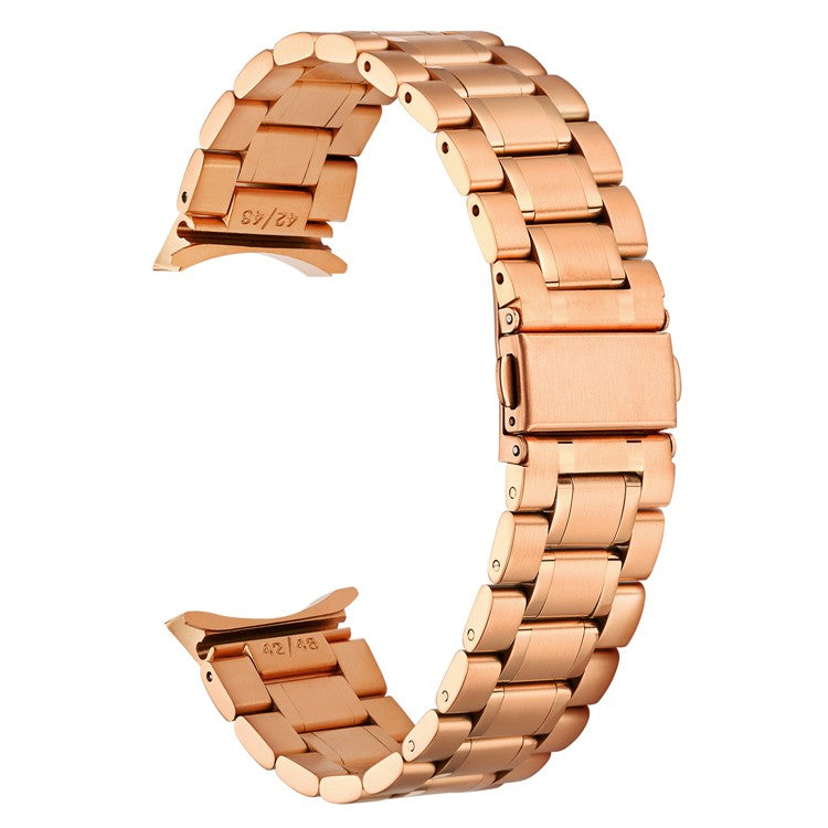 For Samsung Galaxy Watch6 40mm 44mm / Watch6 Classic 43mm 47mm / Watch 5 40mm 44mm / 5 Pro 45mm / Watch4 40mm 44mm 5-Beads Stainless Steel Smart Watch Band Replacement Strap - Rose Gold