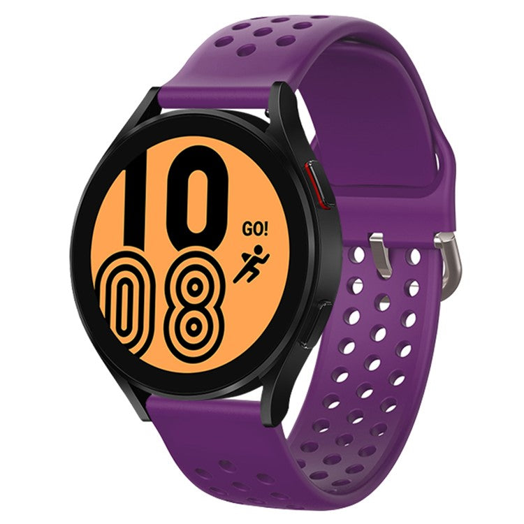20mm Universal Round Holes Breathable Silicone Smart Watch Strap Replacement Wrist Band - Purple