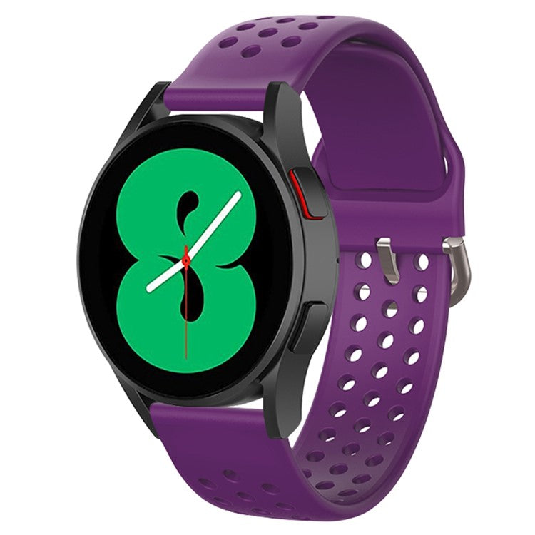 20mm Universal Round Holes Breathable Silicone Smart Watch Strap Replacement Wrist Band - Purple