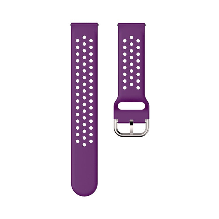 20mm Universal Round Holes Breathable Silicone Smart Watch Strap Replacement Wrist Band - Purple