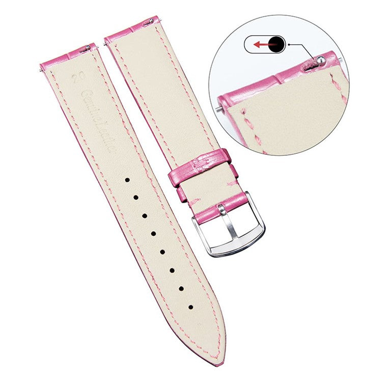 For Garmin Vivoactive 3/Vivoactive 3 Music/Venu Crocodile Texture Cowhide Leather Watch Strap Replacement Wrist Band - Pink