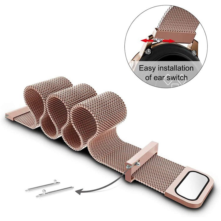 For Garmin Forerunner 245/Forerunner 645 Stainless Steel Magnetic Anti-sweat Milanese Mesh Wrist Strap Smart Watch Band (20mm) - Rose Gold