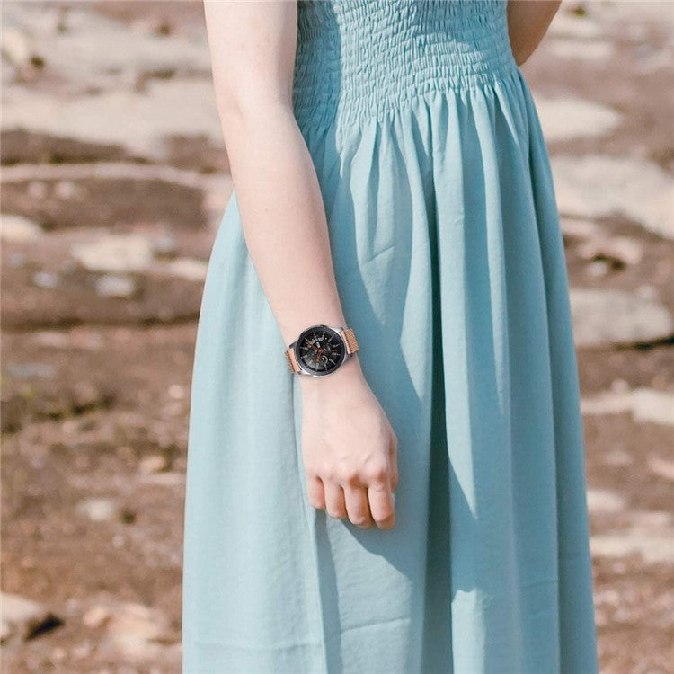 For Garmin Forerunner 245/Forerunner 645 Stainless Steel Magnetic Anti-sweat Milanese Mesh Wrist Strap Smart Watch Band (20mm) - Rose Gold