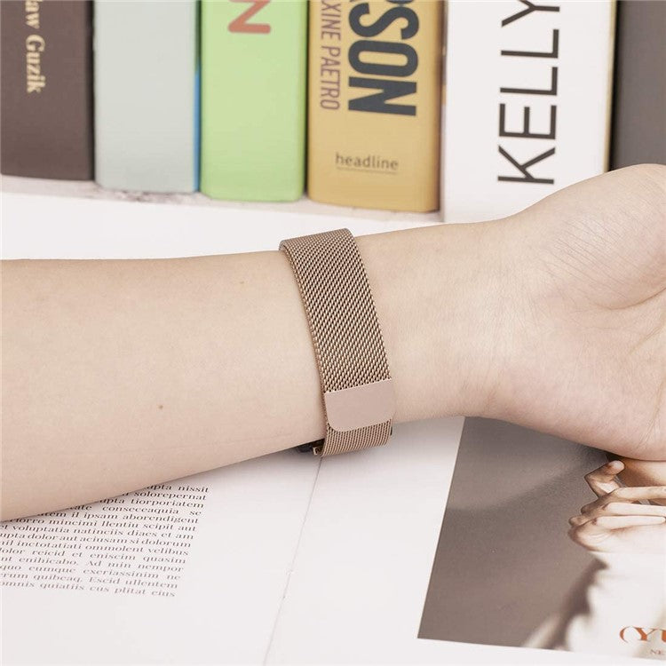 For Garmin Forerunner 245/Forerunner 645 Stainless Steel Magnetic Anti-sweat Milanese Mesh Wrist Strap Smart Watch Band (20mm) - Rose Gold