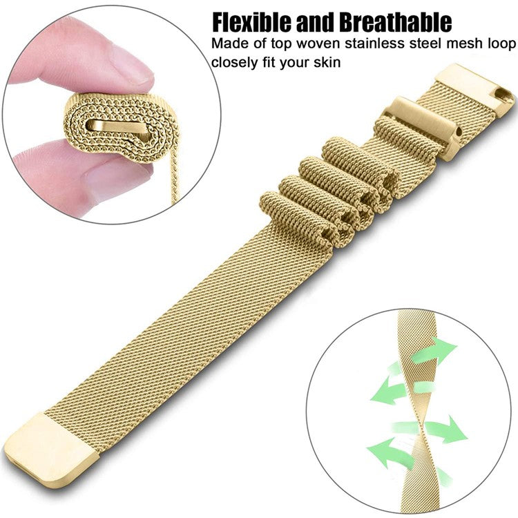 For Garmin Forerunner 245/Forerunner 645 Stainless Steel Magnetic Anti-sweat Milanese Mesh Wrist Strap Smart Watch Band (20mm) - Gold