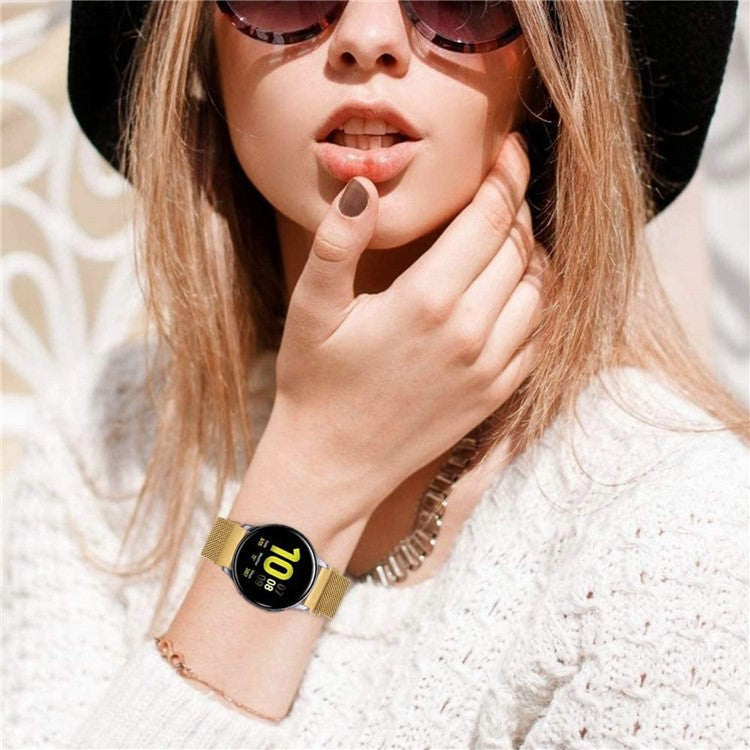 For Garmin Forerunner 245/Forerunner 645 Stainless Steel Magnetic Anti-sweat Milanese Mesh Wrist Strap Smart Watch Band (20mm) - Gold