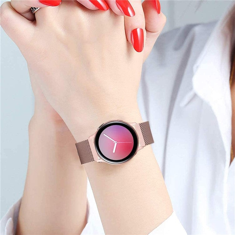 For Garmin Forerunner 245/Forerunner 645 Stainless Steel Magnetic Anti-sweat Milanese Mesh Wrist Strap Smart Watch Band (20mm) - Rose Pink