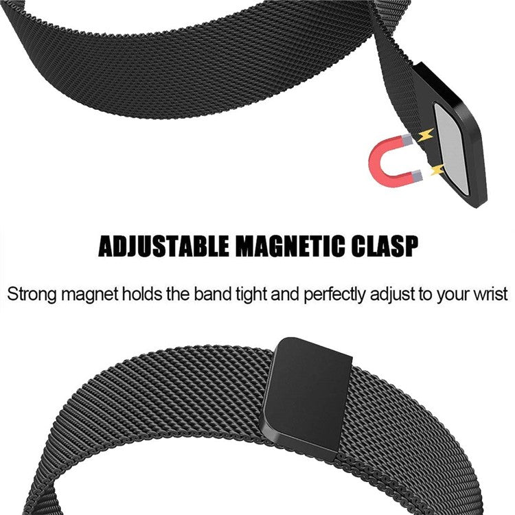 20mm Replacement Band for TicWatch 2/E/C2 Stainless Steel Milanese Mesh Magnetic Adjustable Smart Watch Strap - Black