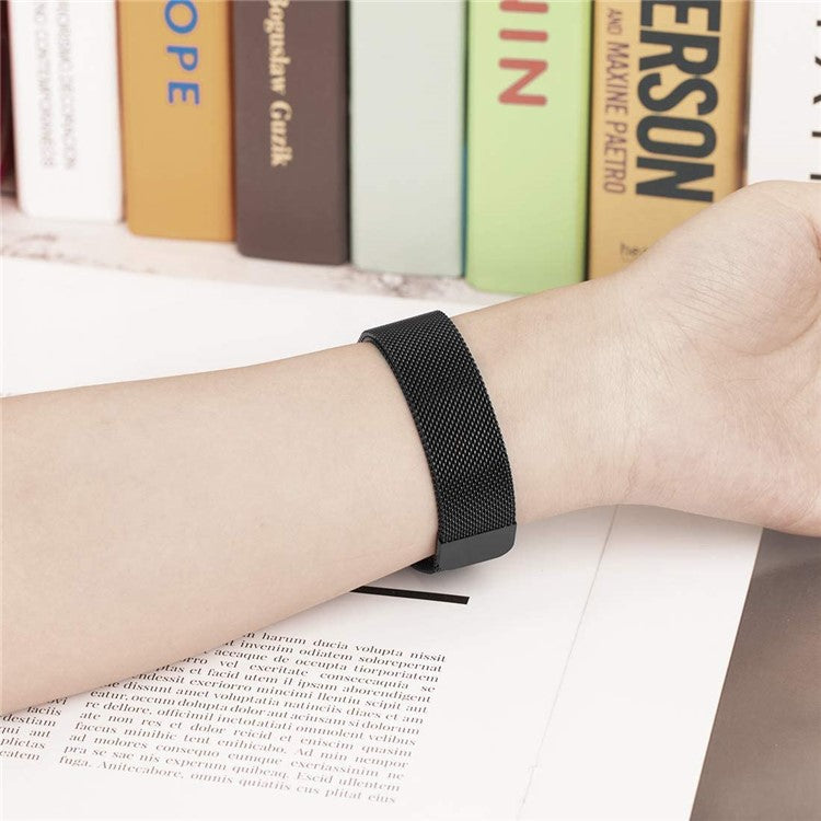 20mm Replacement Band for TicWatch 2/E/C2 Stainless Steel Milanese Mesh Magnetic Adjustable Smart Watch Strap - Black