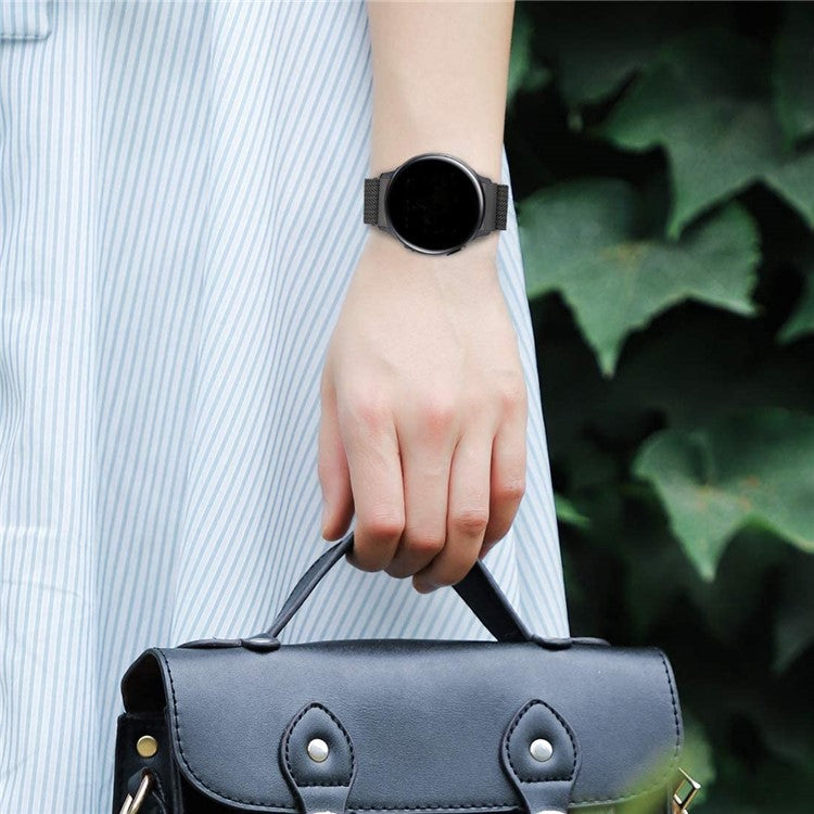 For Garmin Vivoactive 3/Vivoactive 3 Music/Venu Stainless Steel Mesh Milanese Smartwatch Replace Strap Adjustable Wrist Band (20mm) - Black