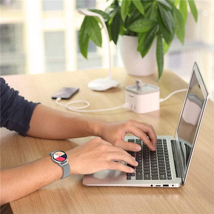 For Garmin Vivomove Style/GarminMove Style 20mm Stainless Steel Magnetic Milanese Mesh Replacement Wrist Strap - Silver