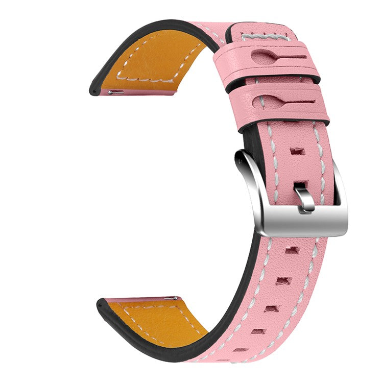 For Garmin Vivomove 3/Garminmove 3 20mm Universal Watch Strap Cowhide Leather Wrist Band Replacement Watchband - Pink