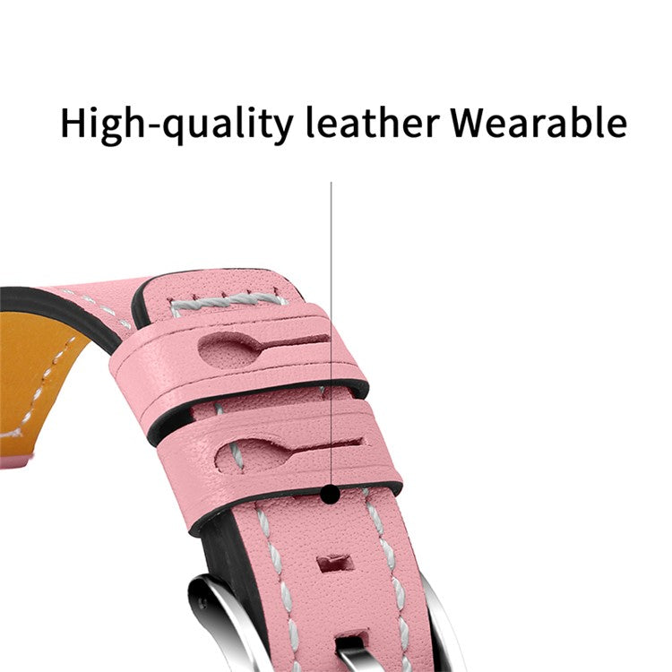 For Garmin Vivomove 3/Garminmove 3 20mm Universal Watch Strap Cowhide Leather Wrist Band Replacement Watchband - Pink