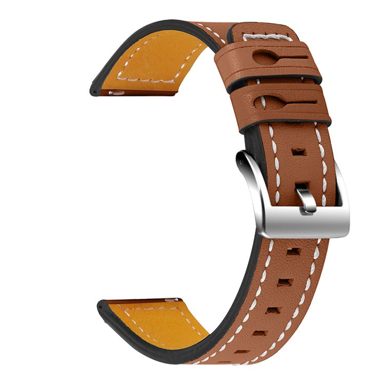 For Garmin Vivoactive 3/Vivoactive 3 Music/Venu 20mm Watch Strap Cowhide Leather Wrist Band Replacement Watchband - Brown