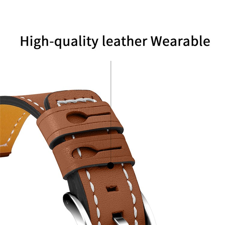 For Garmin Vivoactive 3/Vivoactive 3 Music/Venu 20mm Watch Strap Cowhide Leather Wrist Band Replacement Watchband - Brown