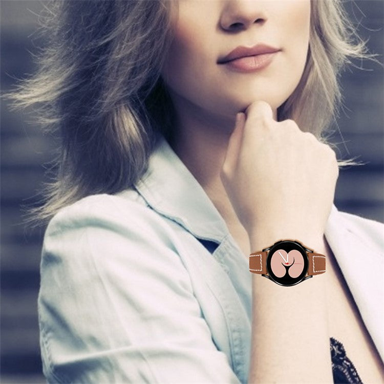 For Garmin Vivoactive 3/Vivoactive 3 Music/Venu 20mm Watch Strap Cowhide Leather Wrist Band Replacement Watchband - Brown