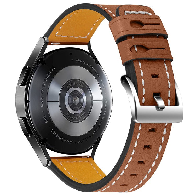 For Huami Amazfit Bip 1S/Amazfit GTR 42mm/GTS/Bip Lite Cowhide Leather Watch Strap Universal Wrist Band Replacement Watchband - Brown