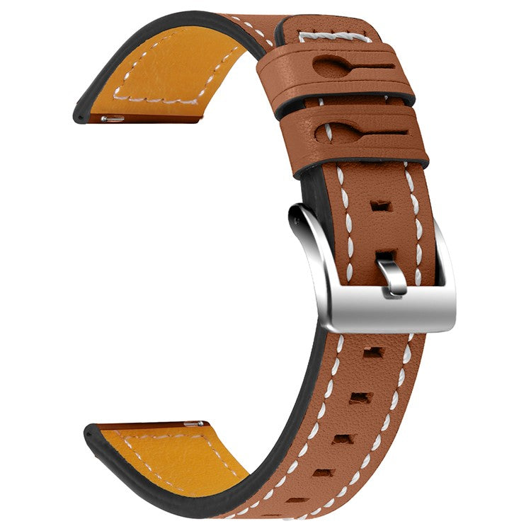 For Huami Amazfit Bip 1S/Amazfit GTR 42mm/GTS/Bip Lite Cowhide Leather Watch Strap Universal Wrist Band Replacement Watchband - Brown