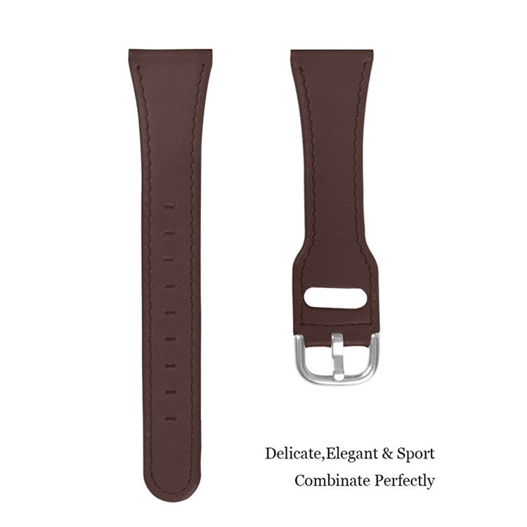 For Garmin Vivoactive 4 Elegant Watch Strap with Stainless Steel Buckle Cowhide Leather Wrist Band (22mm) - Chocolate