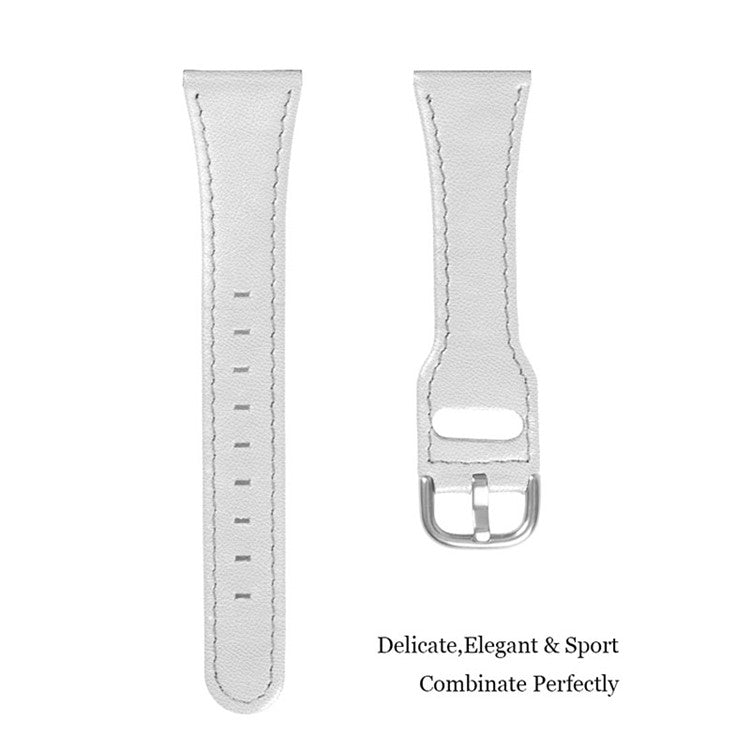 For Xiaomi Mi Watch Color/Haylou Solar LS05 Cowhide Leather Watchband Fashionable Wrist Strap Replacement Part (22mm) - White