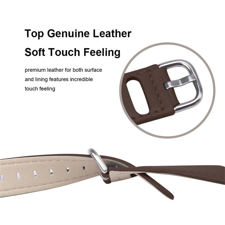 For Misfit Vapor Cowhide Leather Watch Band 20mm Universal Watch Strap with Stainless Steel Buckle - Coffee