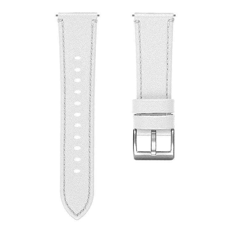 For Honor MagicWatch 2 46mm Soft Cowhide Leather 22mm Universal Smart Watch Band Wrist Strap with Stainless Steel Buckle - White