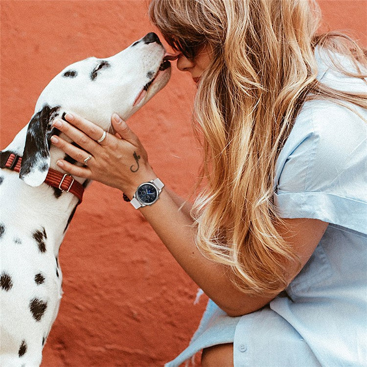 For Honor MagicWatch 2 46mm Soft Cowhide Leather 22mm Universal Smart Watch Band Wrist Strap with Stainless Steel Buckle - White